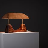 Lampe de bureau de direction rare en bois massif