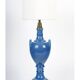Paire de lampes de table de Pol Chambost (1906-1983), faïence émaillée bleu.