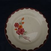 Opaque porcelain plate HBCM Creil Montereau model Huguette diam 22.5 cm