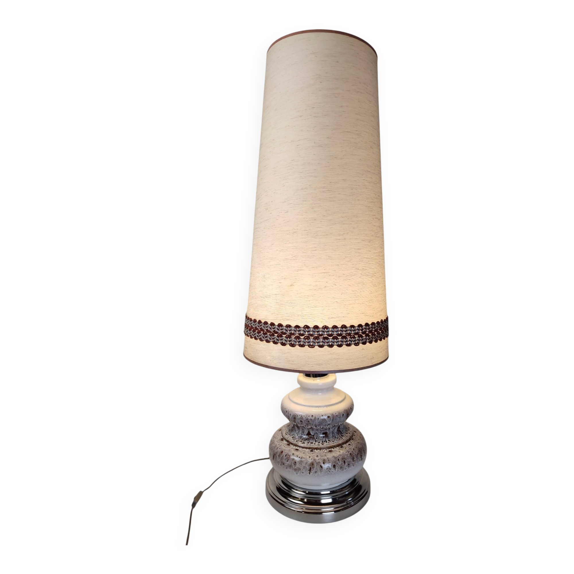 Large Vintage Ceramic "Fat Lava" and Chrome Floor Lamp, 1970s