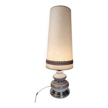 Large Vintage Ceramic "Fat Lava" and Chrome Floor Lamp, 1970s