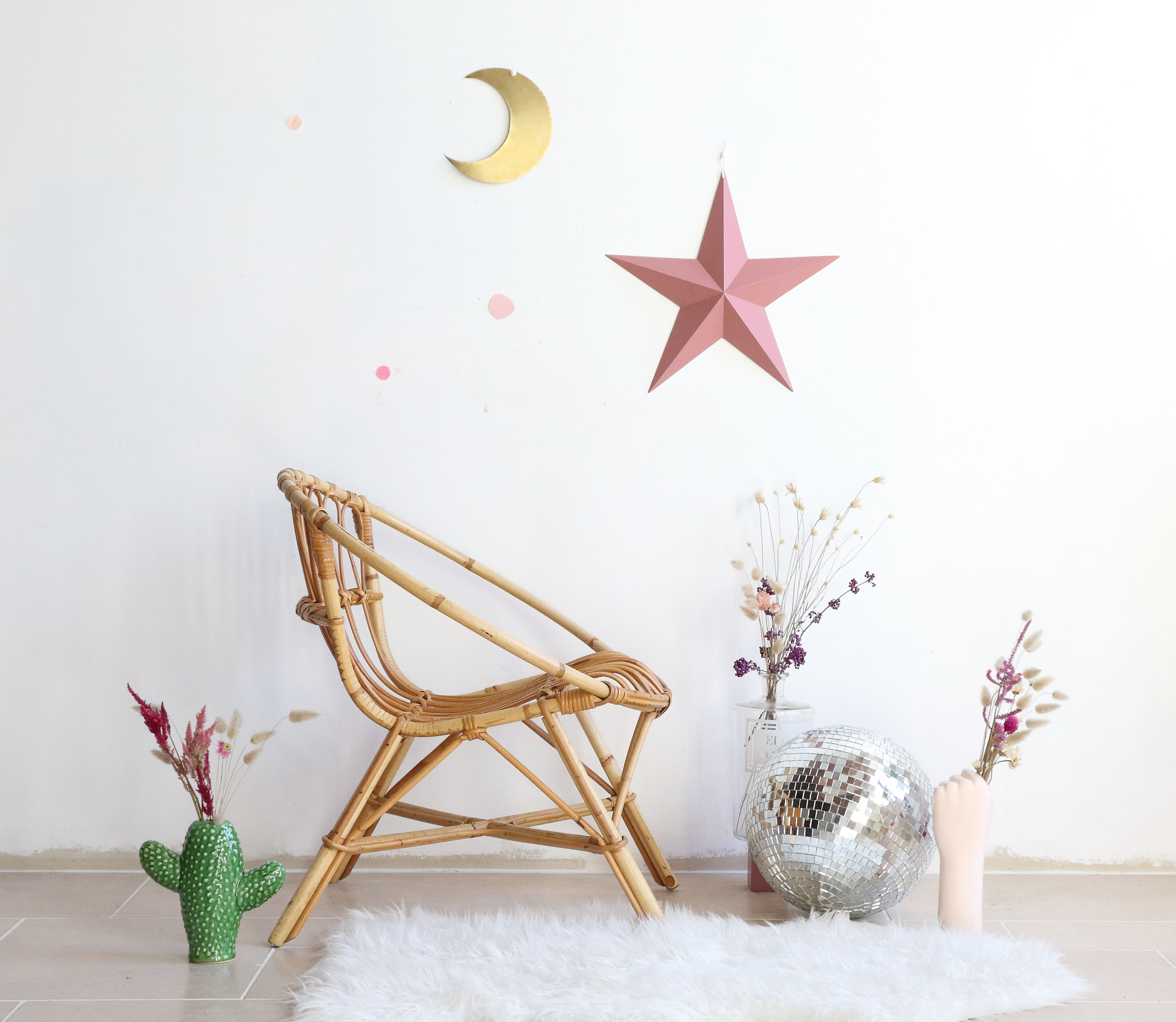 Adult-sized rattan shell chair
