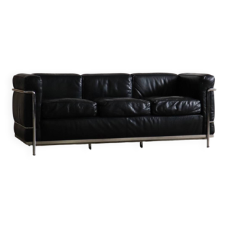 Cassina LC2 Three Seater Sofa By Charlotte Perriand, Le Corbusier, 1960s