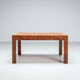 Square Italian coffee table with burl wood and inlaid parquetry top