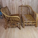 Vintage rattan corner sofa