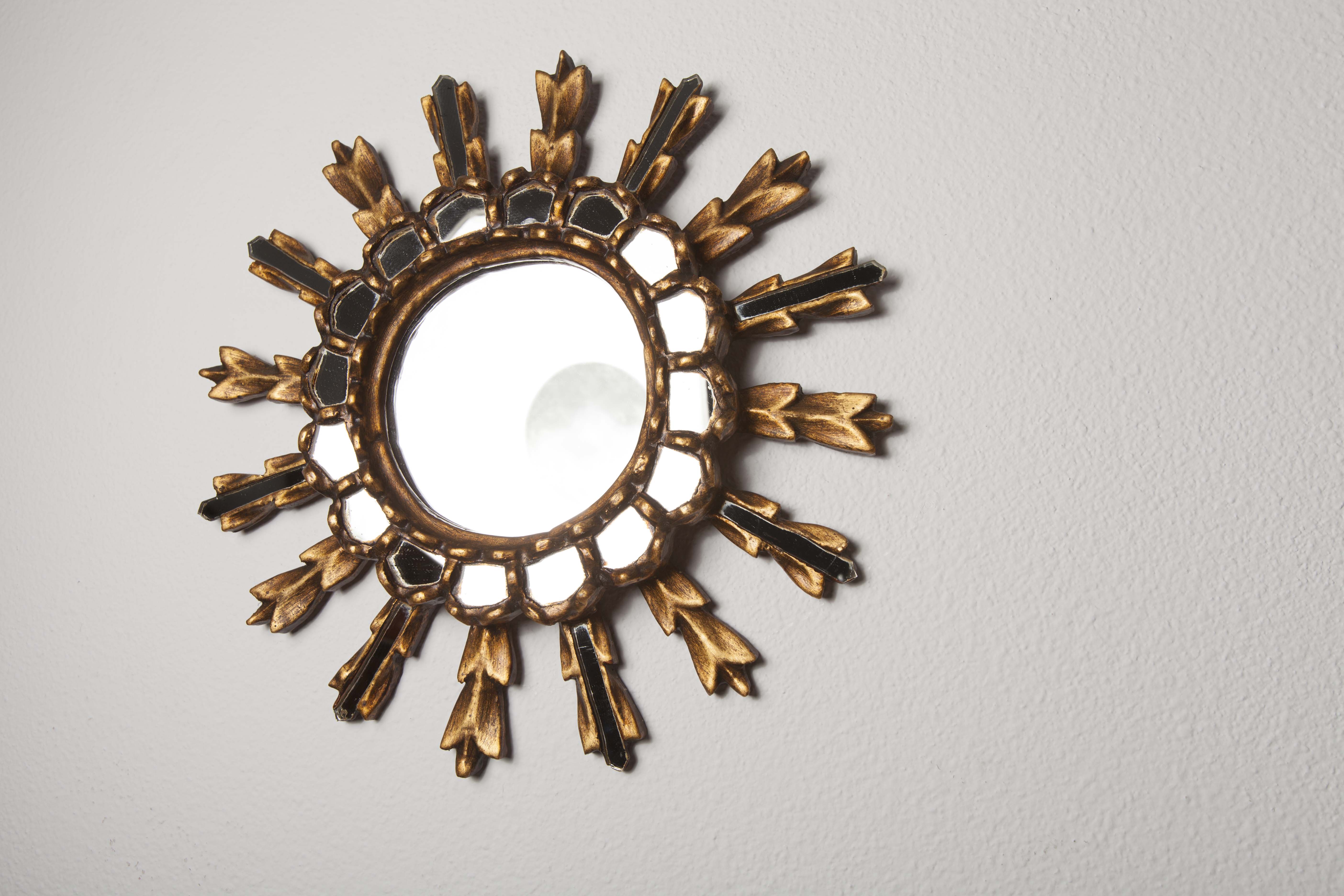 Mirror wood golden sun 50 -  32x32cm