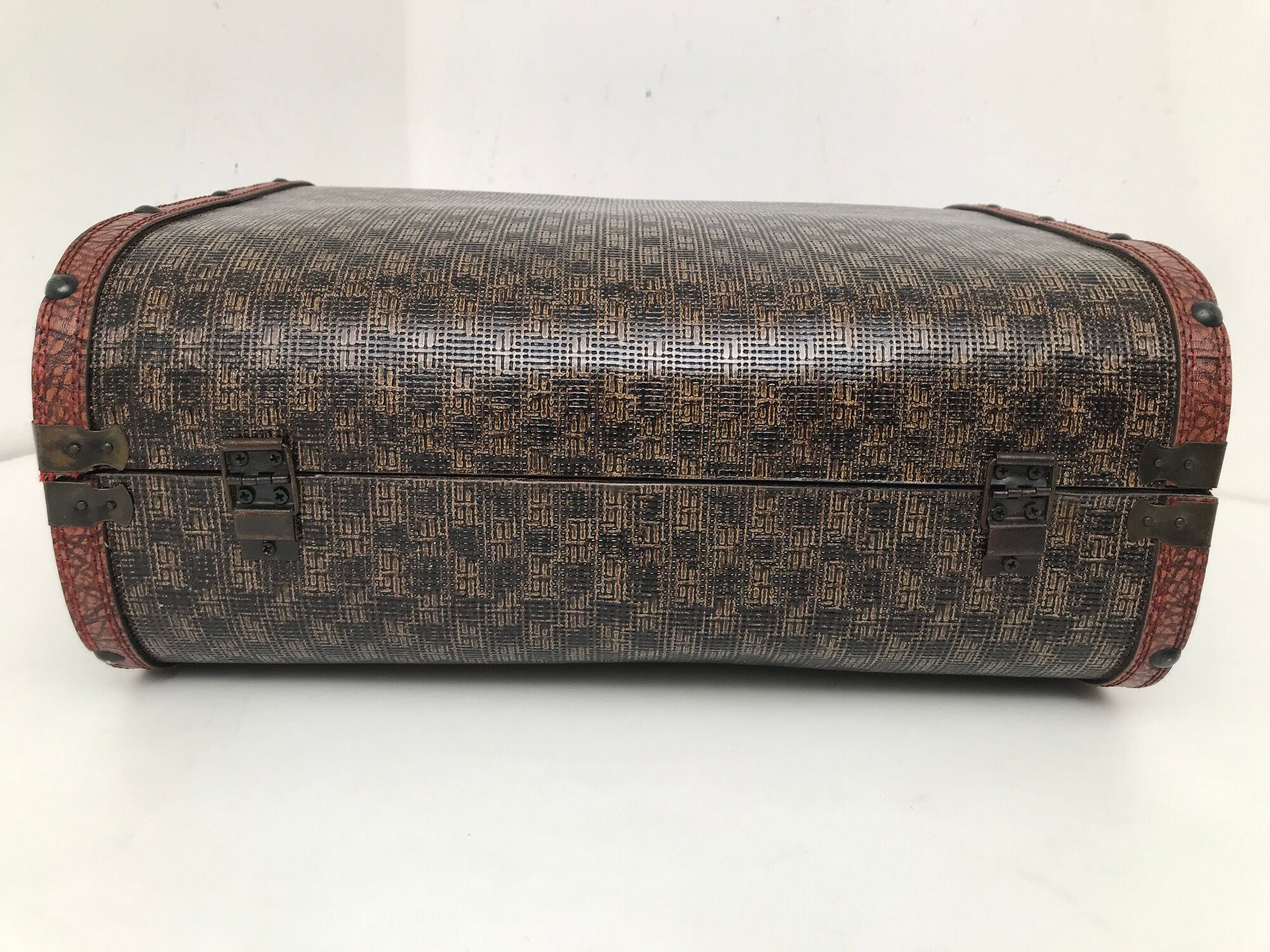 Wooden suitcase leather and metal 60s