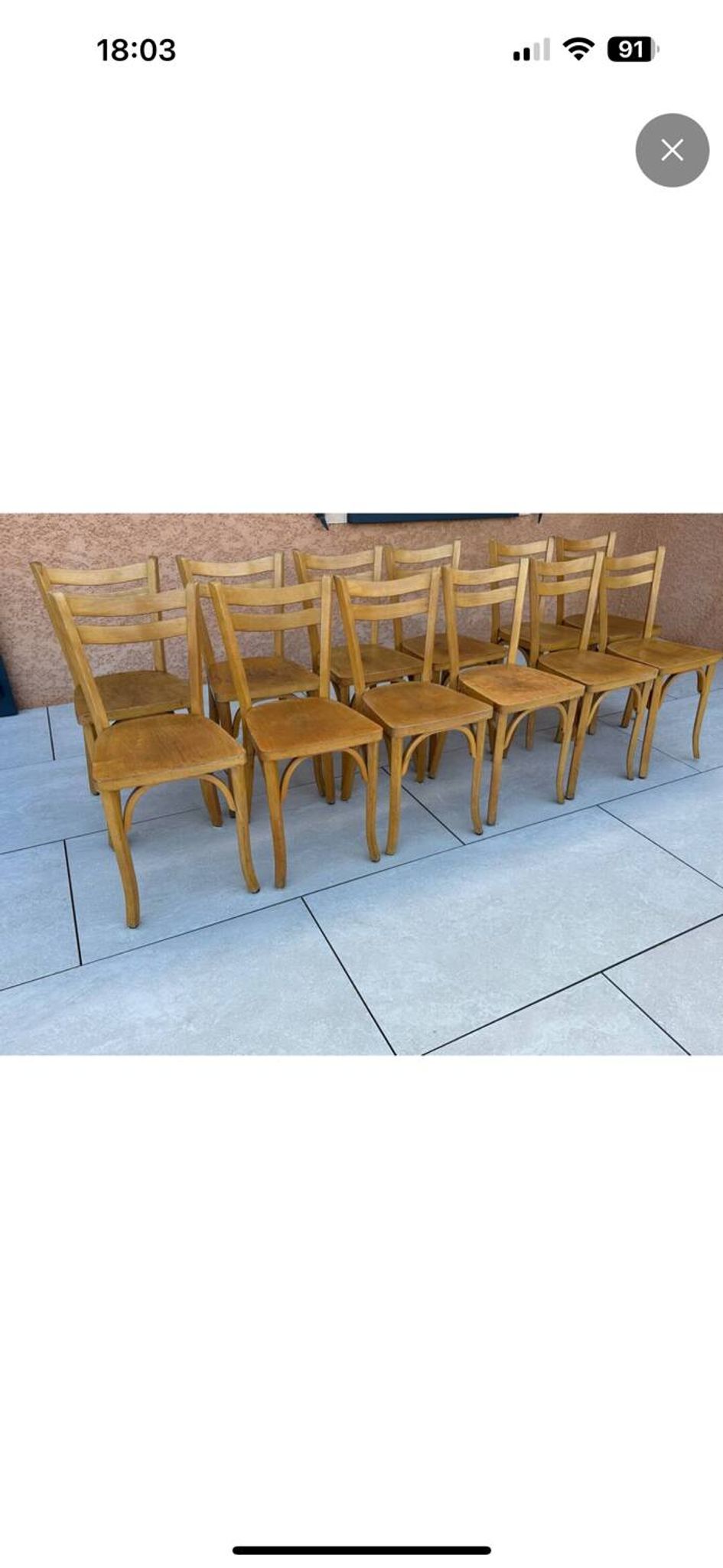 Suite de 12 chaises de Bistrot N 19 Baumann 1960