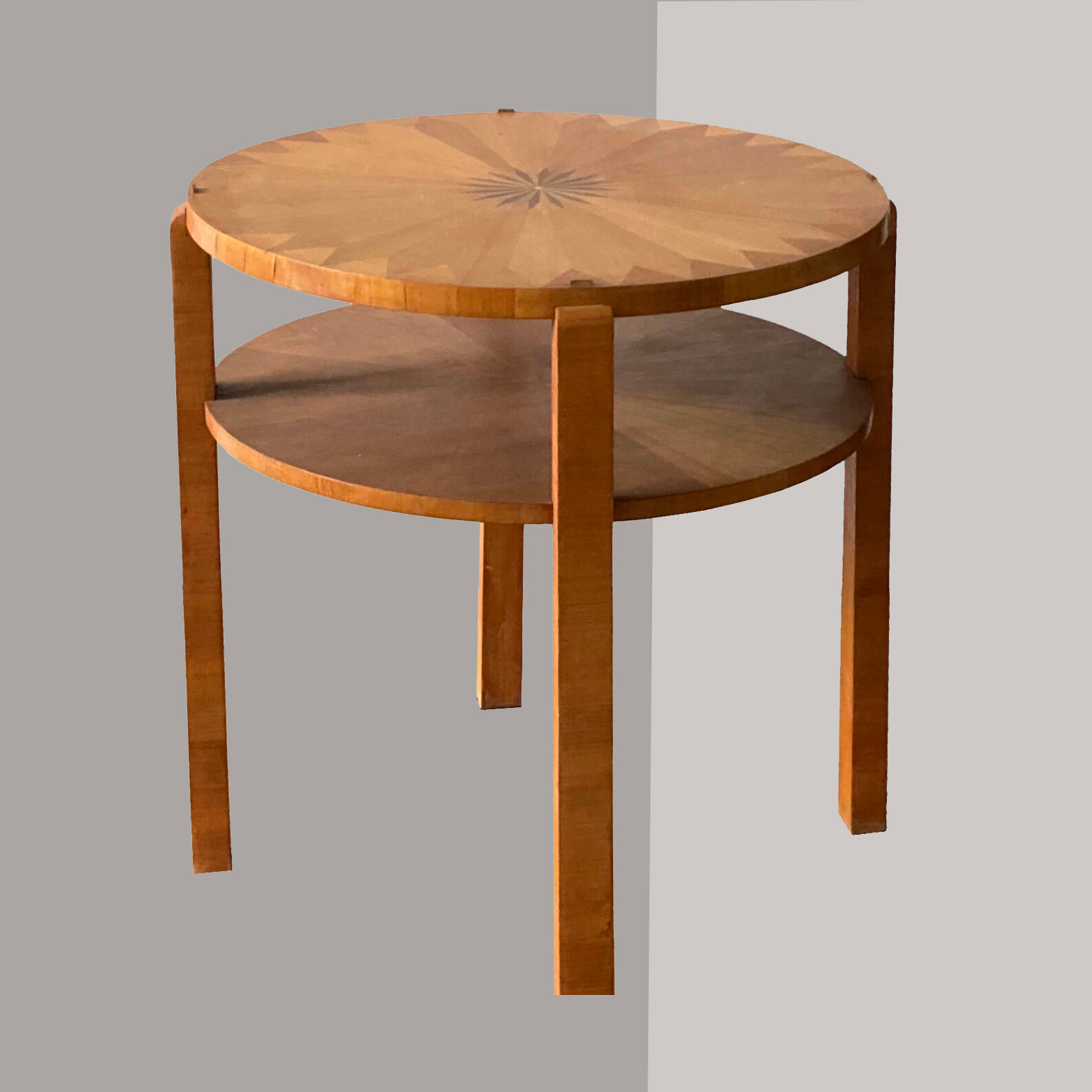 Art deco period occasional table with fruit wood inlay, france, 1930s