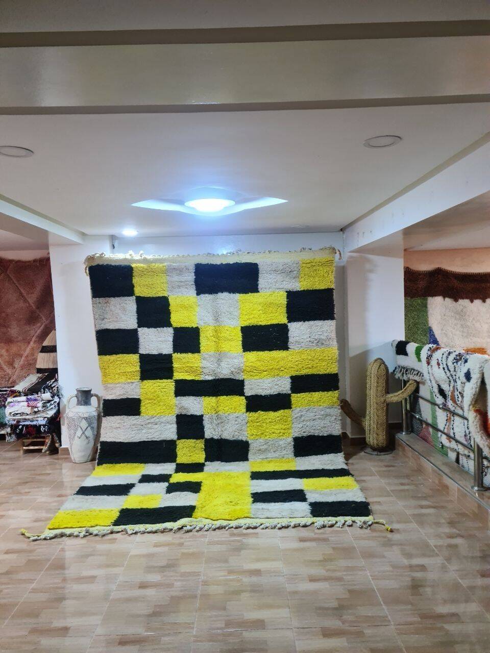 Authentic Beni Ourain Rug 300x200 cm - 100% Wool, Handmade, Checkered