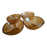 Set of 4 vintage amber glass bowls by Vereco.