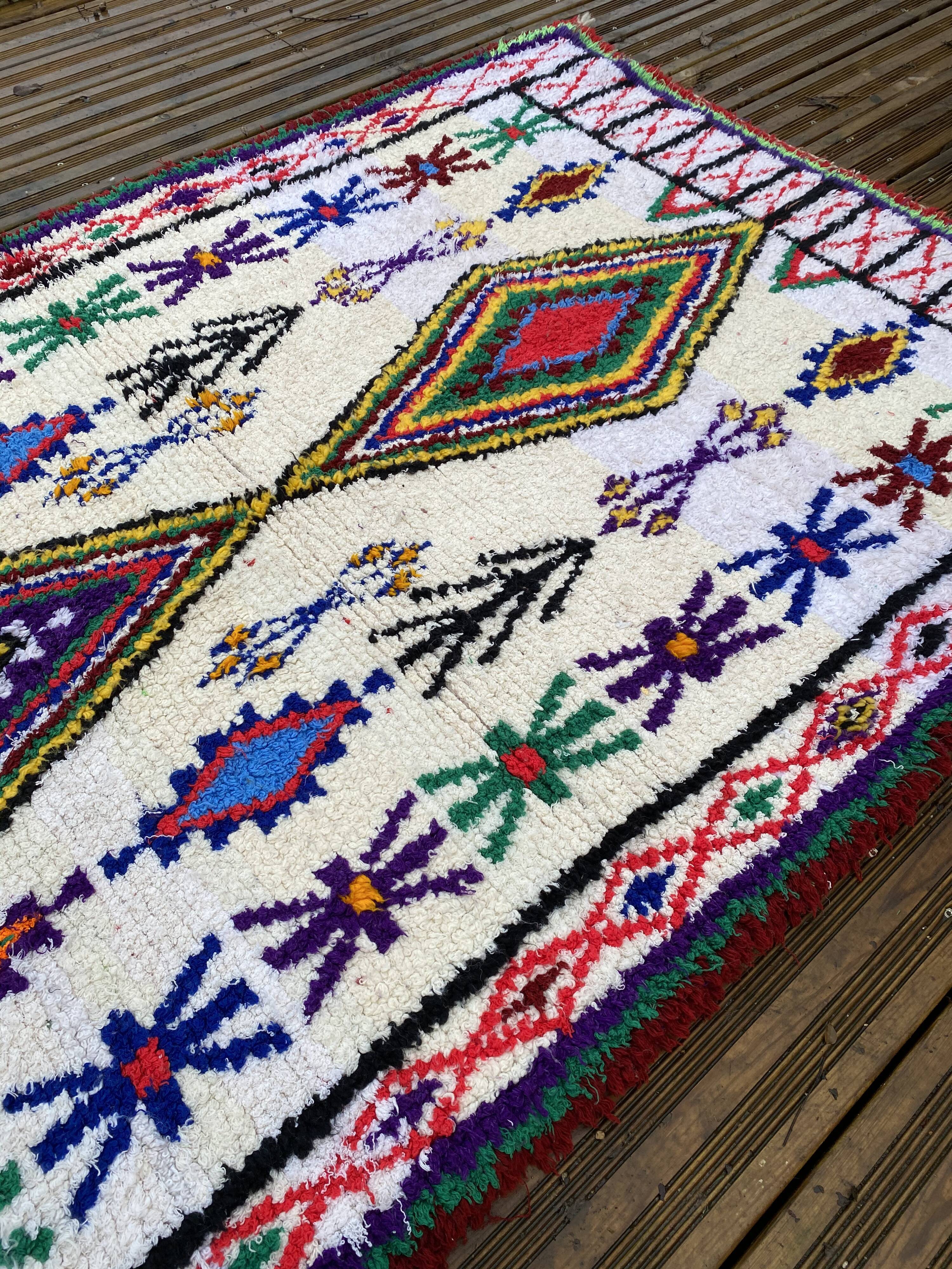 Azilal wool and handmade cotton berbere rug 135x215 cm