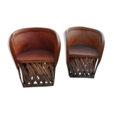 Paire de fauteuils "Mexican Equipale pigskin chair"