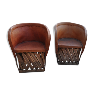 Pair of Mexican Equipale pigskin chairs