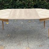 Louis XV style oval extendable round table renovated in raw wood