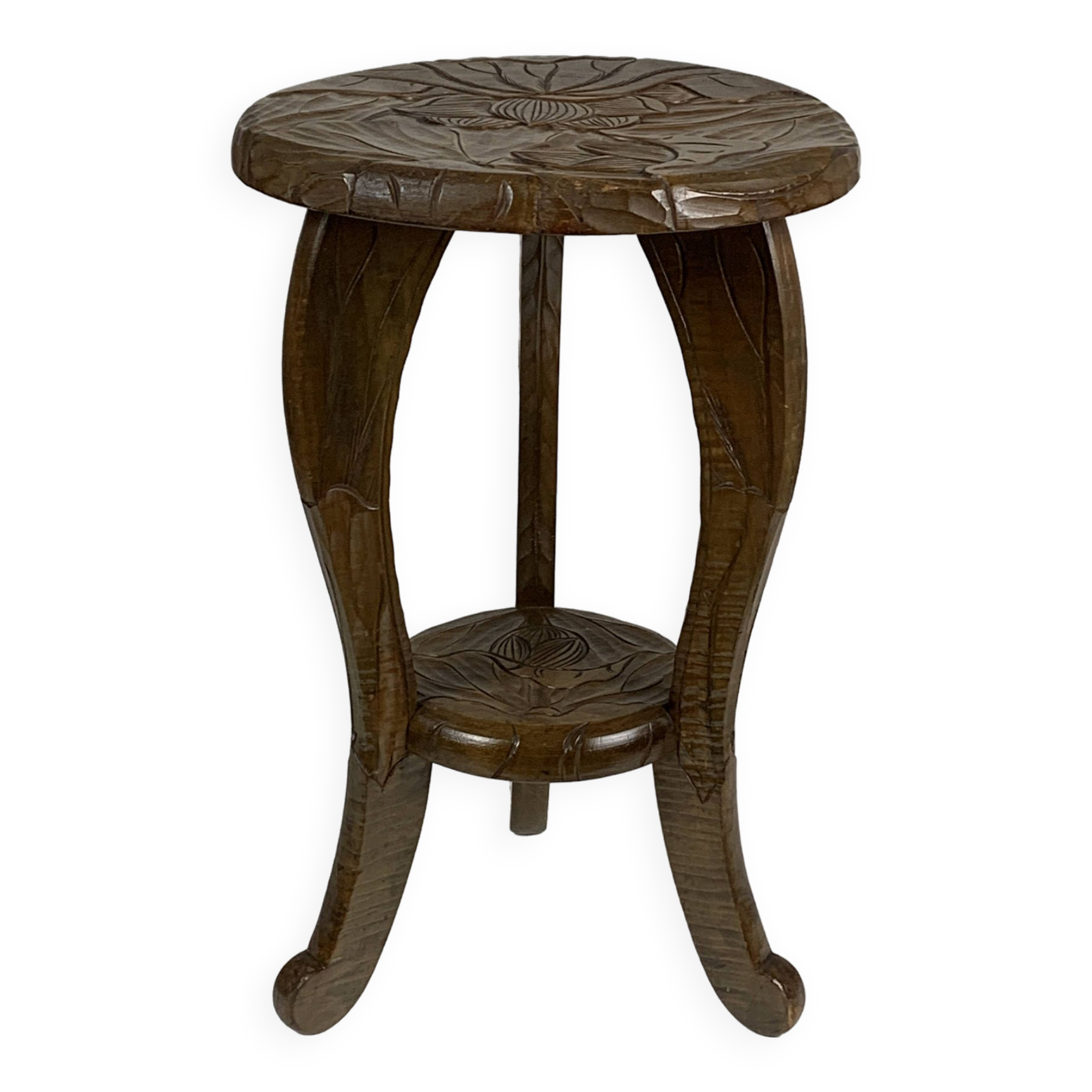 Arts & Crafts Japanese Hand Carved Side Table for Liberty London, 1905