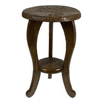 Arts & Crafts Japanese Hand Carved Side Table for Liberty London, 1905