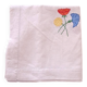 Vintage square linen tablecloth hand-embroidered with floral patterns — 1950s/60s