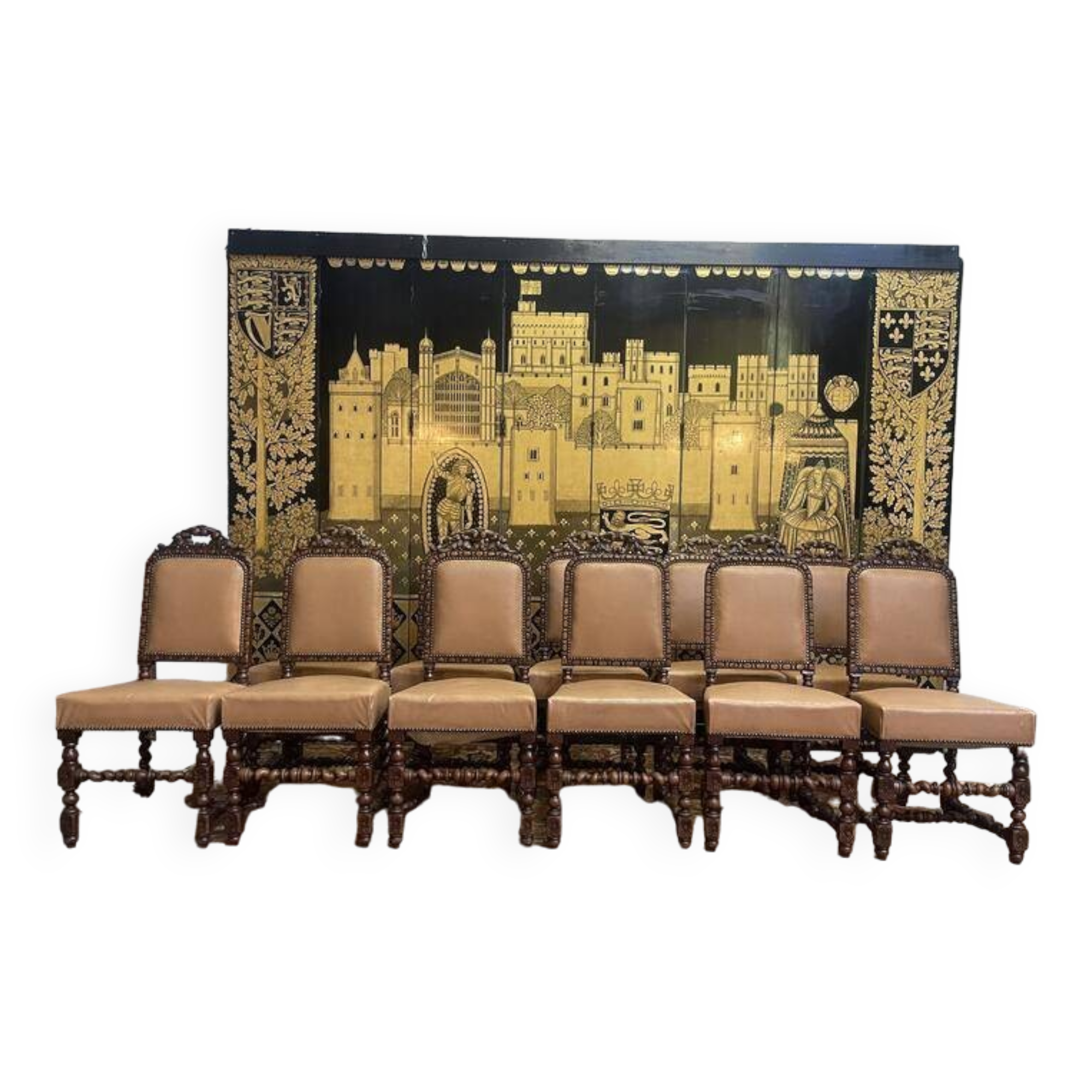 Set of 11 Louis XIII - Renaissance style chairs