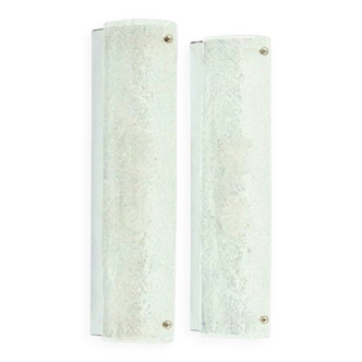 Pair of Mid Century Tubular Murano Glass Wall Lights from Hillebrand, 1970s