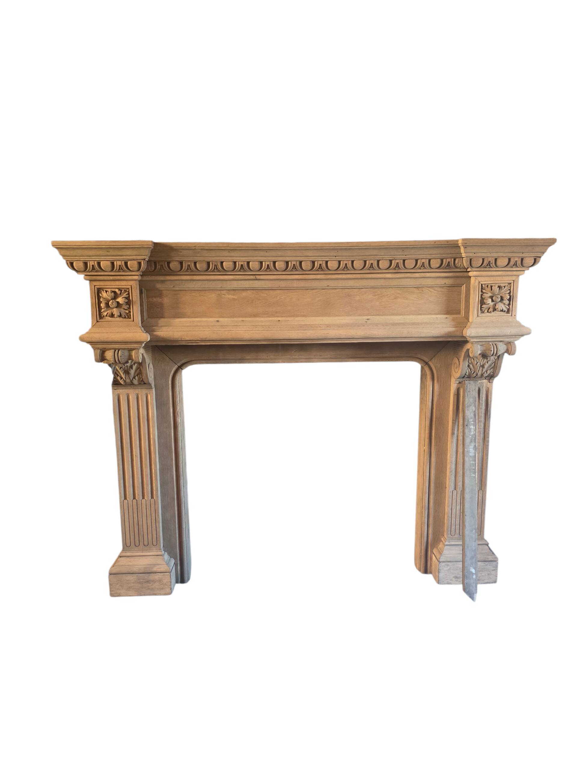 19th-century oak castle fireplace