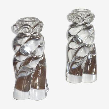 Paire de bougeoirs Aladdin en cristal signé Baccarat, France 1960's