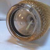 Siphon water bottle of Seltz Merkuria gold mesh rating - Vintage Czechoslovakia