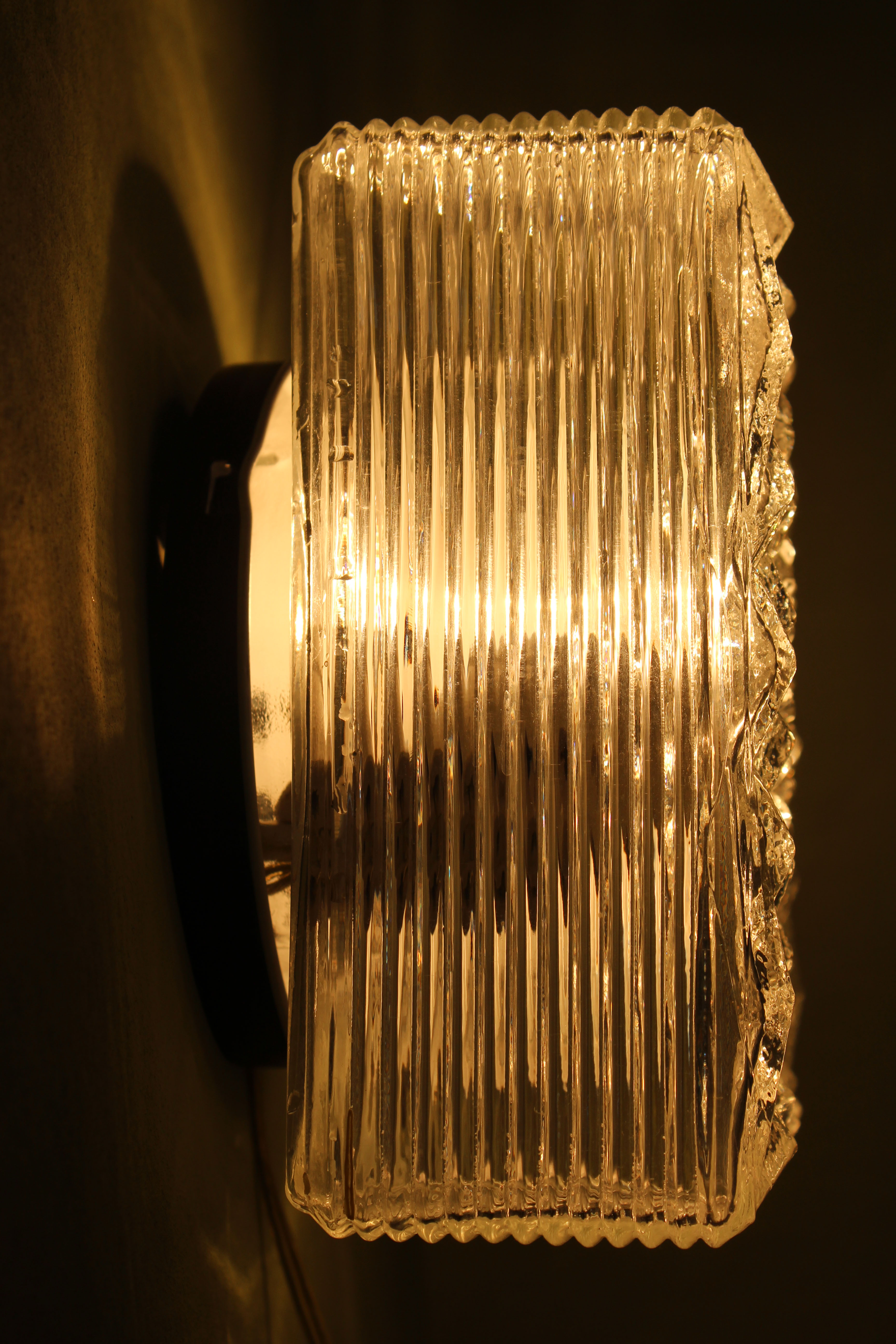 Vintage glass ceiling or wall lamp, Italy, 70s