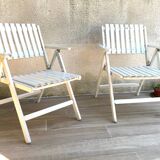 Pair of vintage wooden garden armchairs by r.gleizes