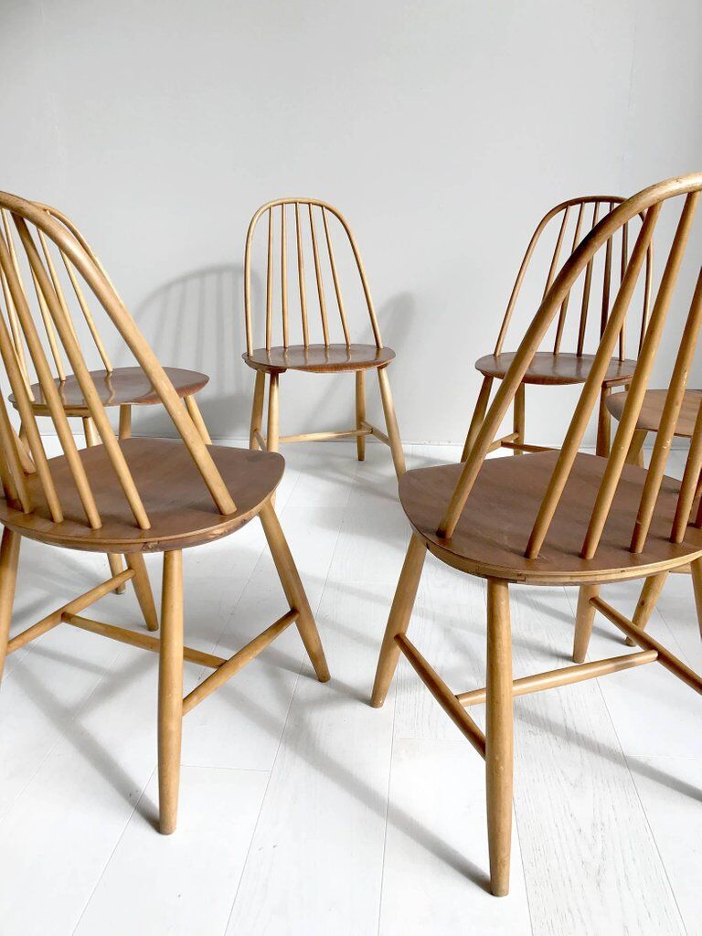 Set of 6 chairs Sven Erik Fryklund for Hagafors, model 16, Sweden, 1950