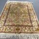 Vintage Turkish Hereke silk rug floral 53x67cm hand knotted gold pink 2538