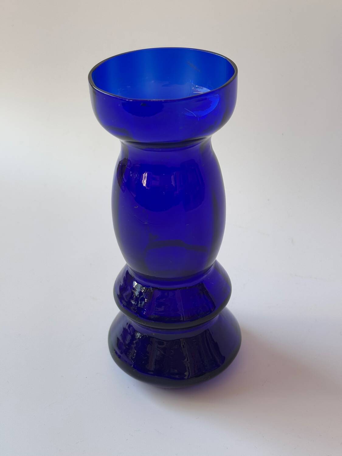 Cobalt blue blown glass vase 17.5cm