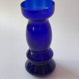 Vase en verre soufflé bleu cobalt 17,5cm