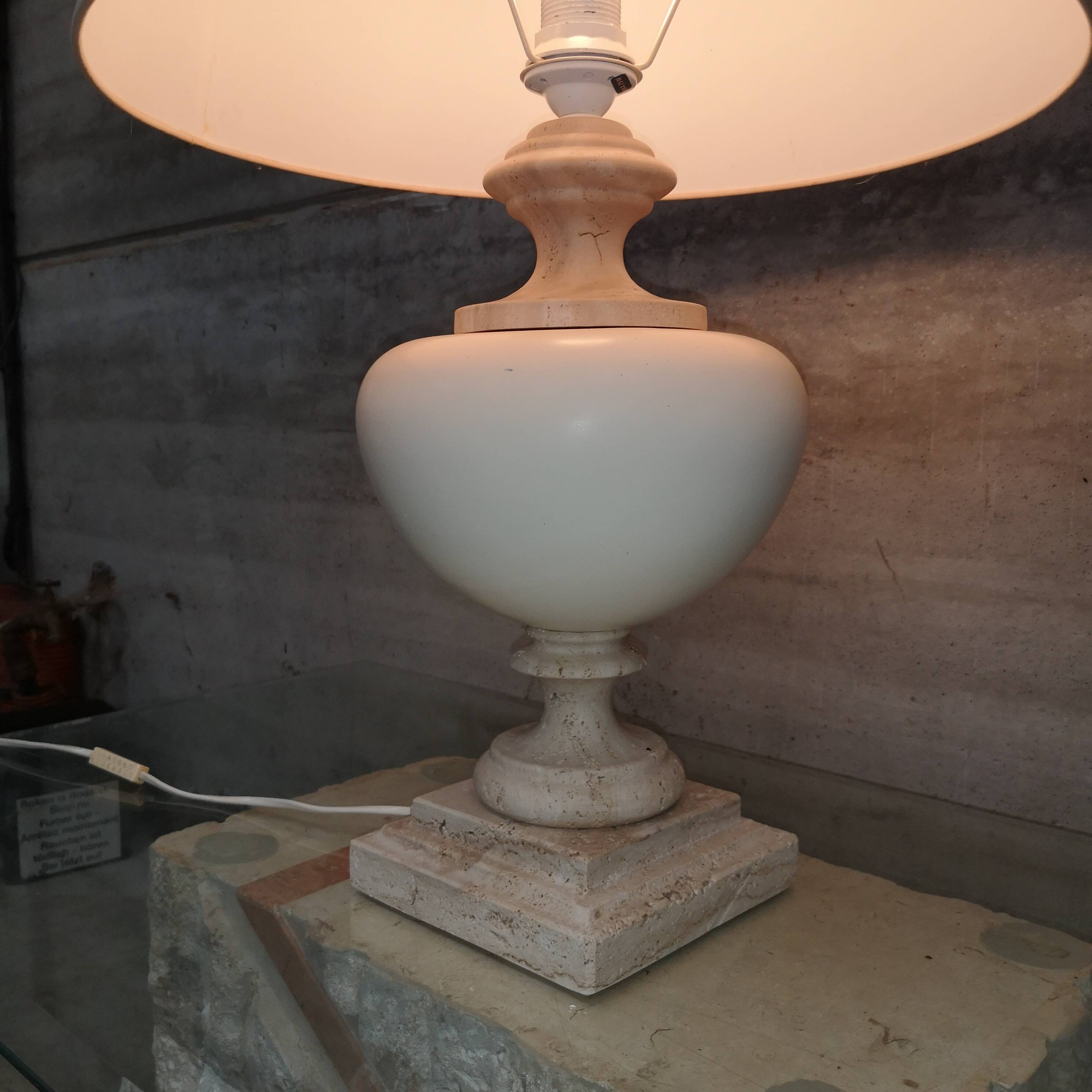 Rare Vintage Roche Bobois Travertine Table Lamp 1970s Design