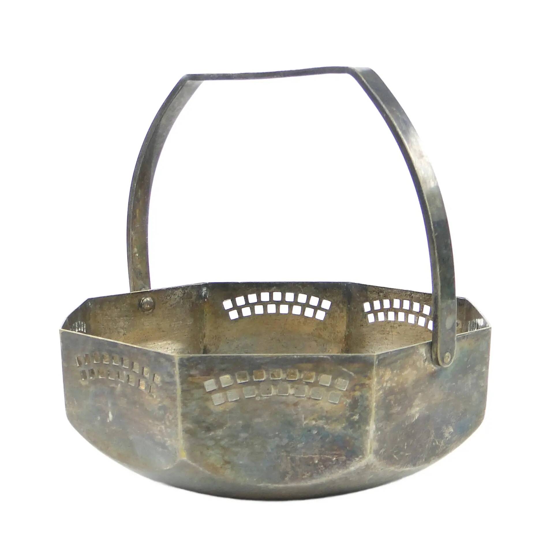 Art Nouveau sugar bowl, silver-plated brass, Austria, early 20th century