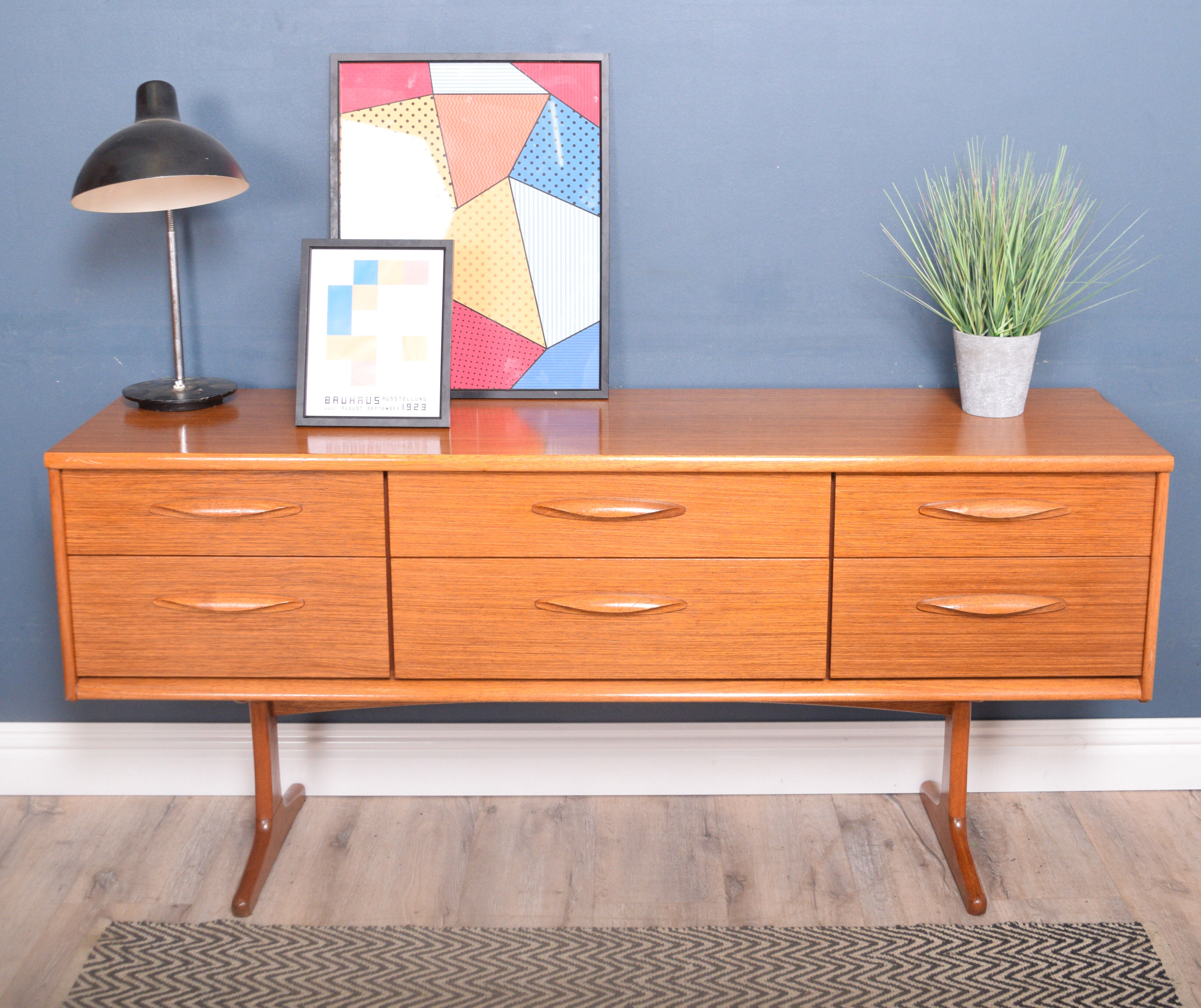 Restored Teak 1960s Austinsuite 6 Drawer Chest Sideboard TV Cabinet