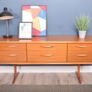 Restored Teak 1960s Austinsuite 6 Drawer Chest Sideboard TV Cabinet