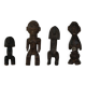 Set of 4 decorative handcrafted African wooden sculptures, mid-century.
