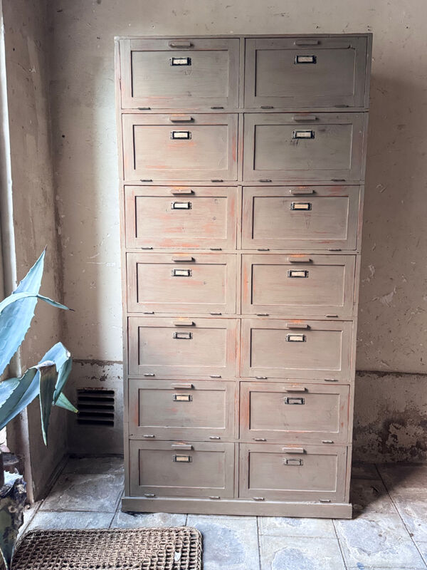 Meuble à clapet patiné bois