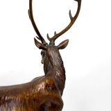 Importante Lampe Sculpturale en Bronze et Marbre, Cerf, Art Déco, France