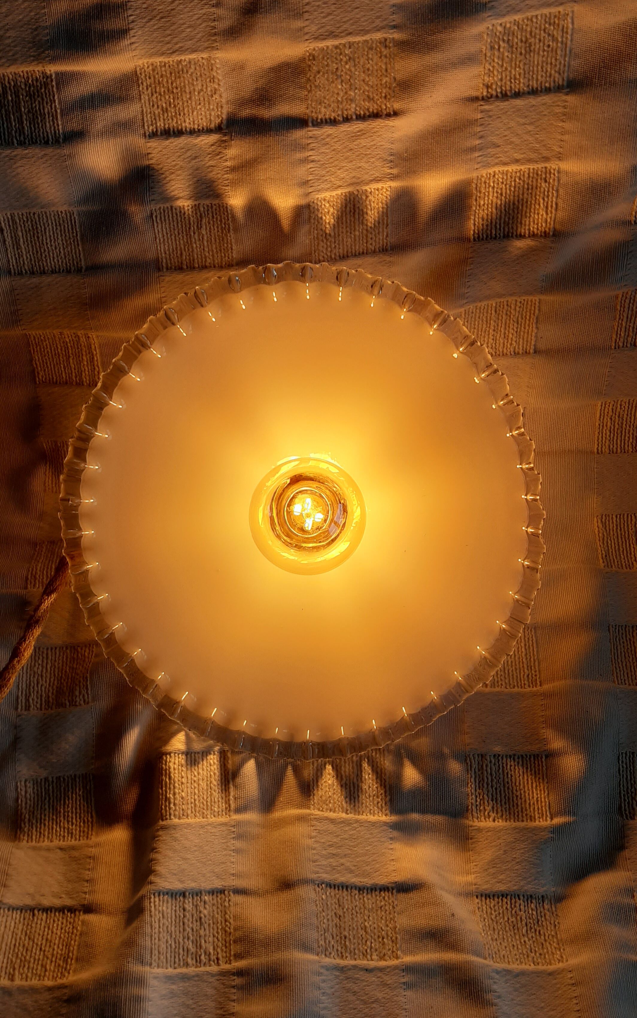 Opaline white glass hanging lamp