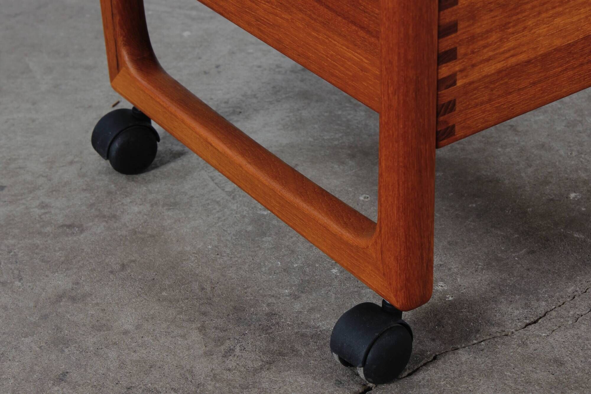 Vintage teak side table, serving trolley, Danish design MCM