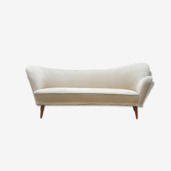 Sofa chaise sculptural Arc asymmetrical Swedish 50s/60s