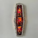 XL "stained glass" wall sconce, glass and cement, Sweden 1950