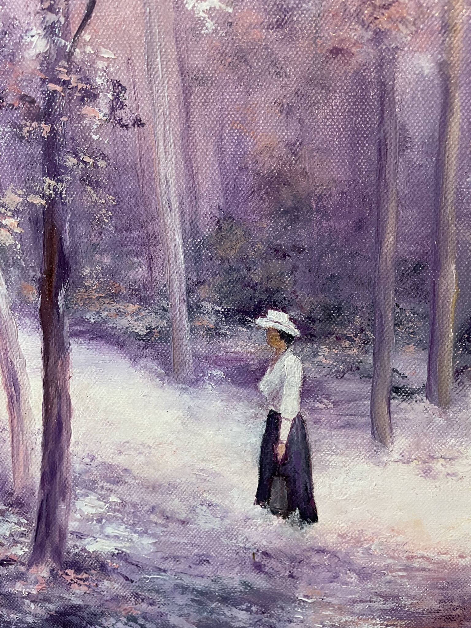 Peinture paysage animé huile sur toile signée