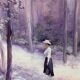 Animated landscape painting oil on canvas signed