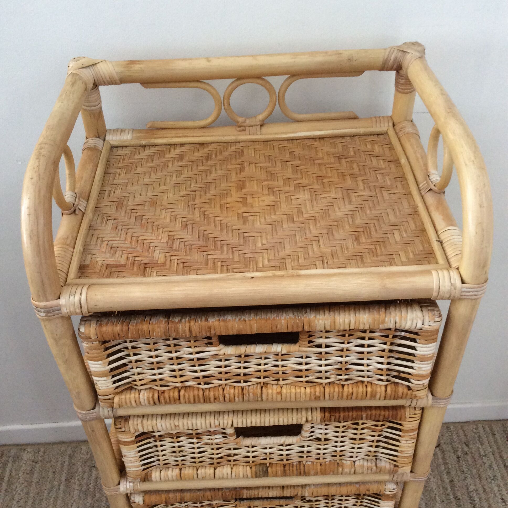 Rattan and wicker rag duo from the 70s