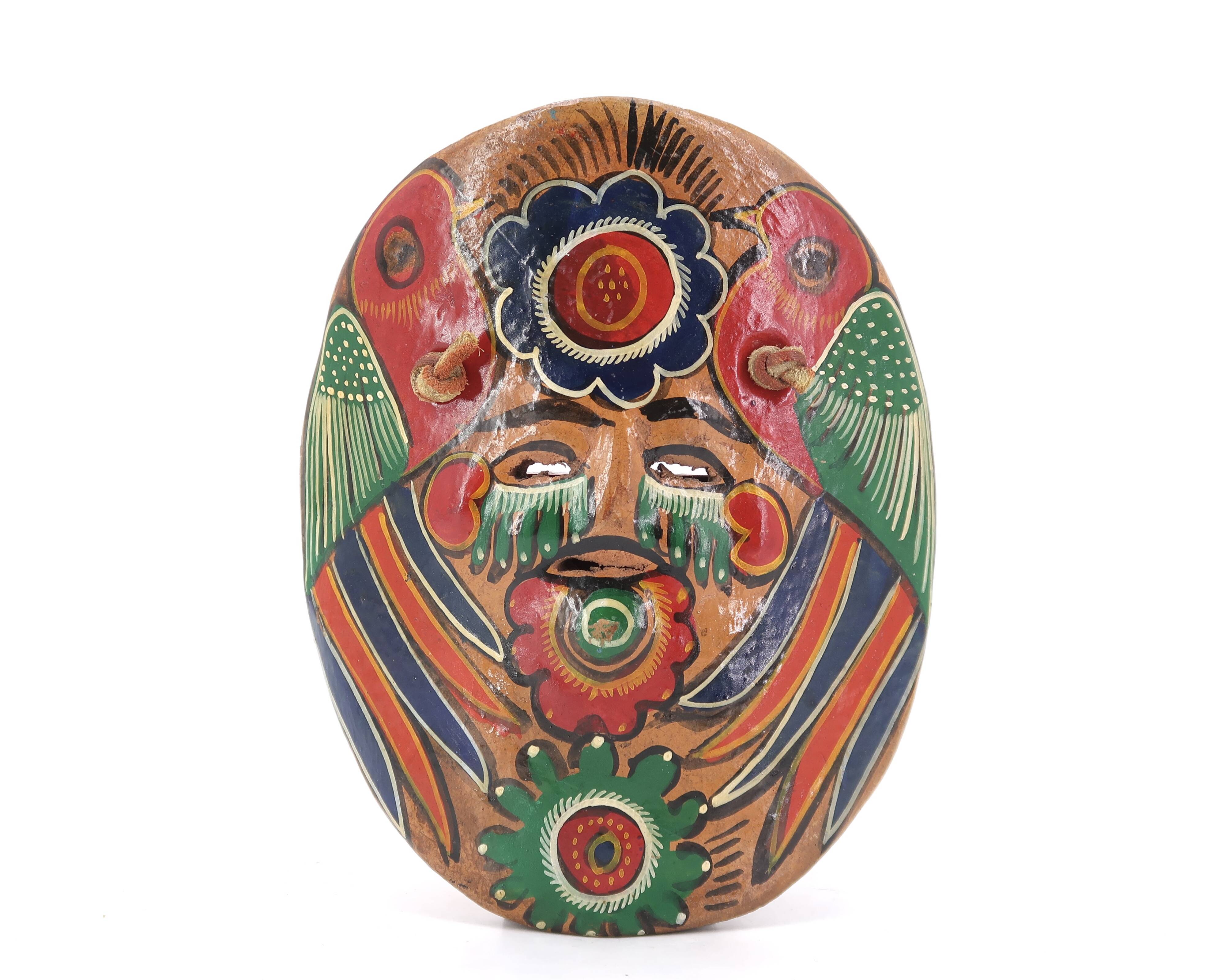 Colorful Mexican terracotta mask, South America, 1970s