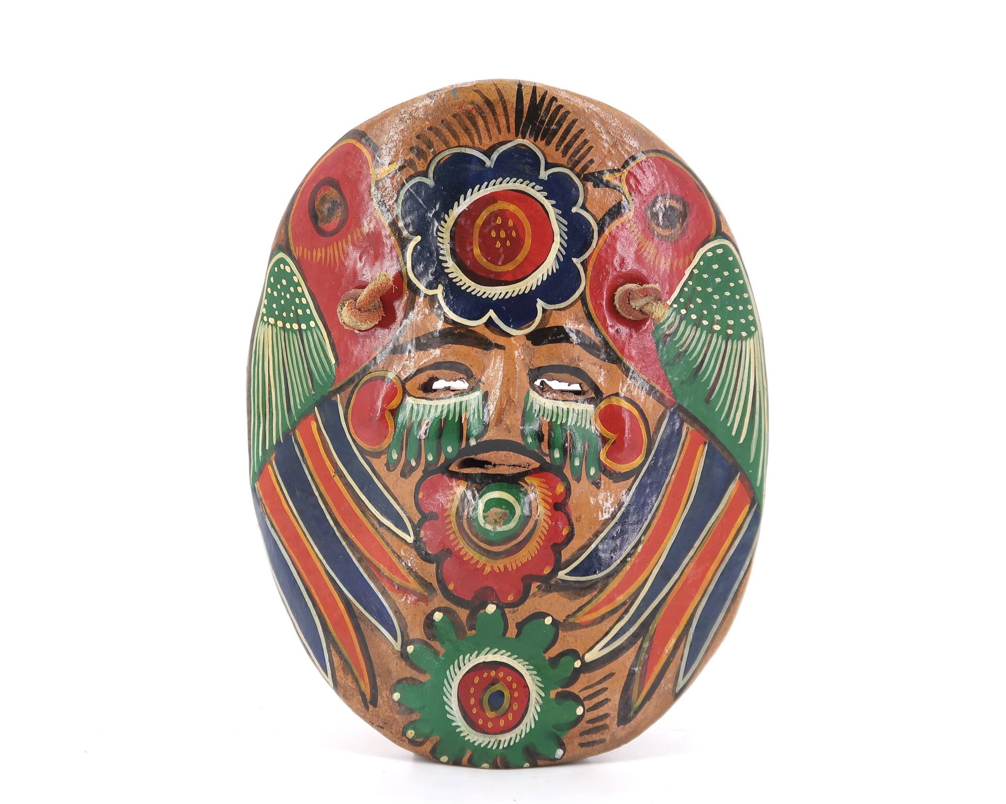 Colorful Mexican terracotta mask, South America, 1970s