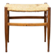 Sgabello in legno e paglia vintage italiano Anni '70